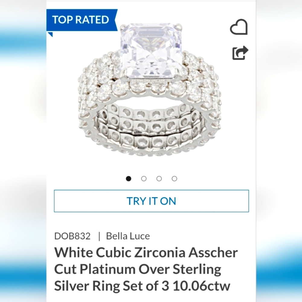 AUTHENTIC GENUINE STERLING SILVER BELLA LUCE WEDDING 3PC SET RING